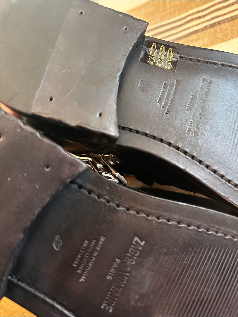 Zadig & Voltaire Black Leather Combat Boots with Side Zip - Picture 5 of 5